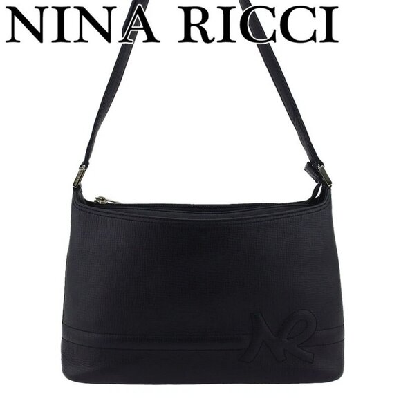 NINA RICCI Shoulder Bag NR Mark Leather Authentic Used - Picture 1 of 9